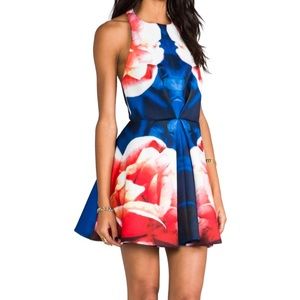 Keepsake Chained mini dress Navy Rose like new!